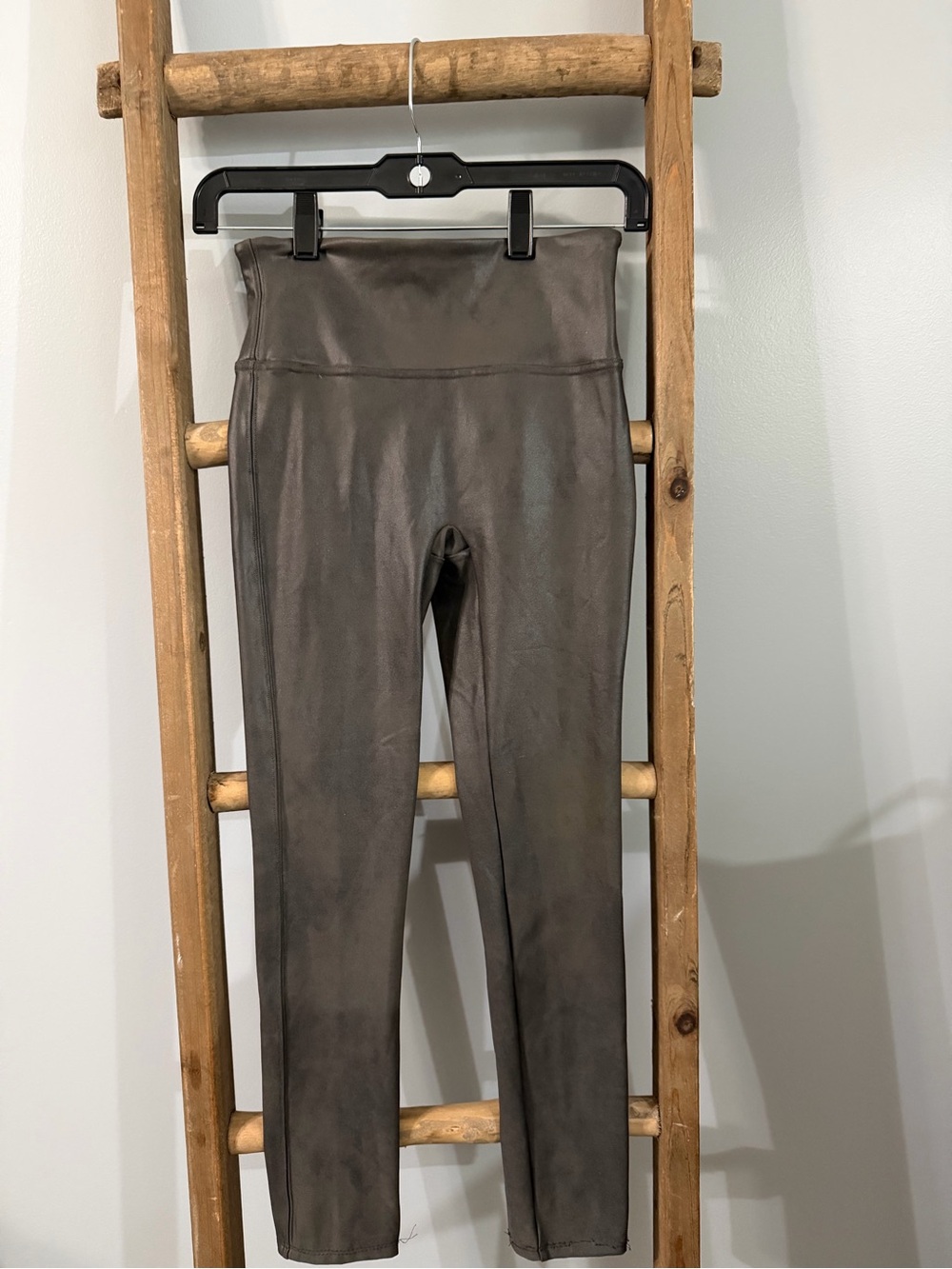 SPANX Faux Leather High-Waist Leggings — Gray